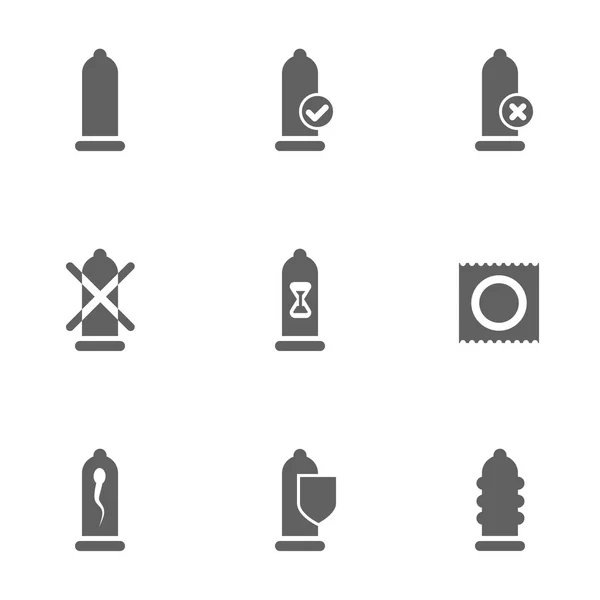 Ícones da embalagem de preservativo —  Vetores de Stock