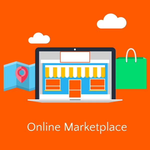 Online pazar kavramı soyut düz çizimi