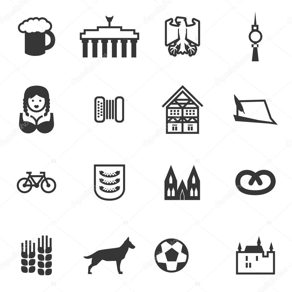 Set of icons with signs of Germany and Berlin