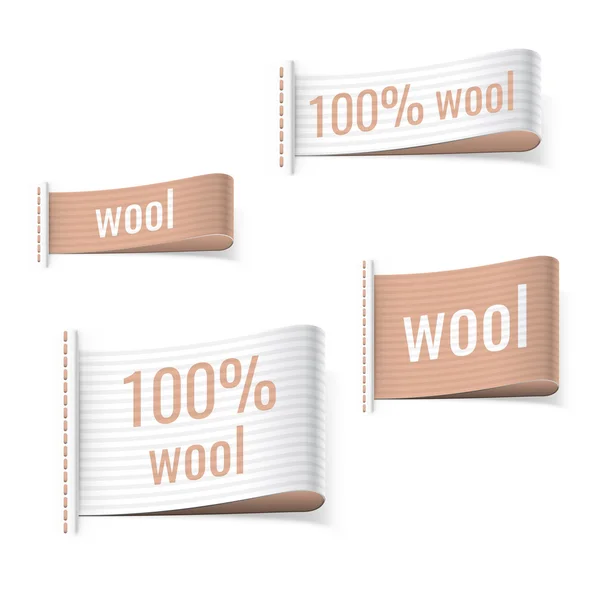 100 percent wool product labels — Stock Vector