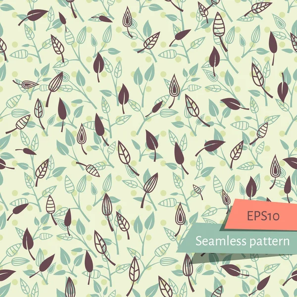 Leaves and Branches Seamless Pattern — Stock Vector