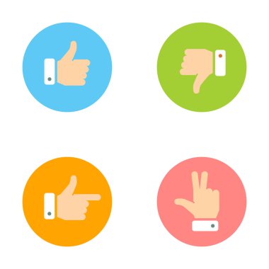 Başparmak yukarı, aşağı, barış el, işaret parmağı Icons Set parmak