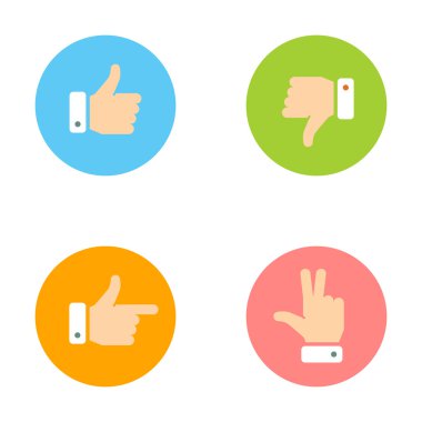 Thumb Up, Thumb Down, Peace Hand, Forefinger Icons Set clipart