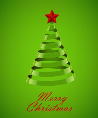 Soyut yeşil şerit Noel ağacı yeşil zemin üzerine