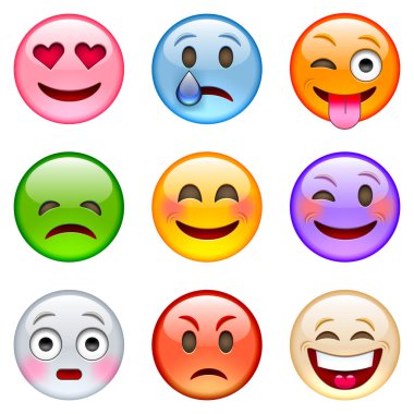 Komik karikatür ifadeler kümesi