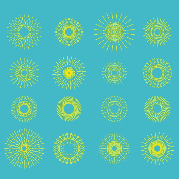 Sunburst, ícones de sol conjunto — Vetor de Stock