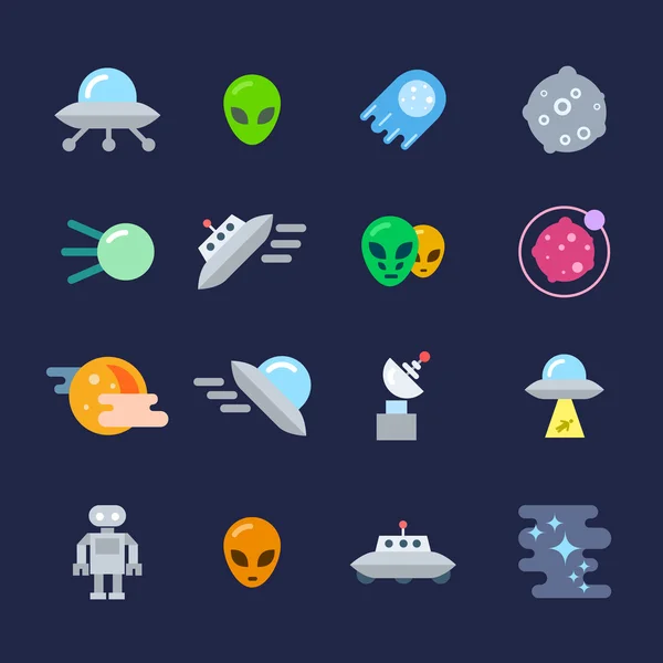 Icônes extraterrestres ensemble — Image vectorielle