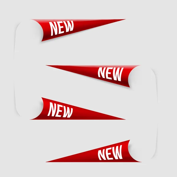 Angolo rosso Nuove etichette — Vettoriale Stock
