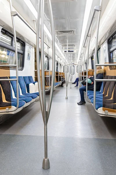 Asientos Tren Casi Vacíos Del Metro San Petersburgo Durante Pandemia — Foto de Stock