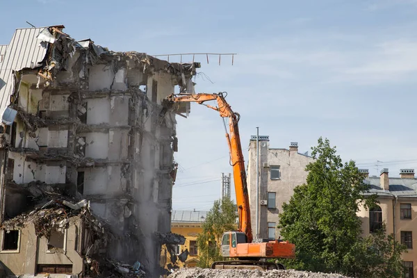 Edificio Antigua Demolición Hoteles Para Nueva Construcción Demolición Completa Altamente — Foto de Stock