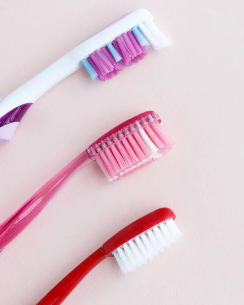 Top View Colored Toothbrush Soft Medium Stiff Bristles Daily Use — Stock Photo, Image