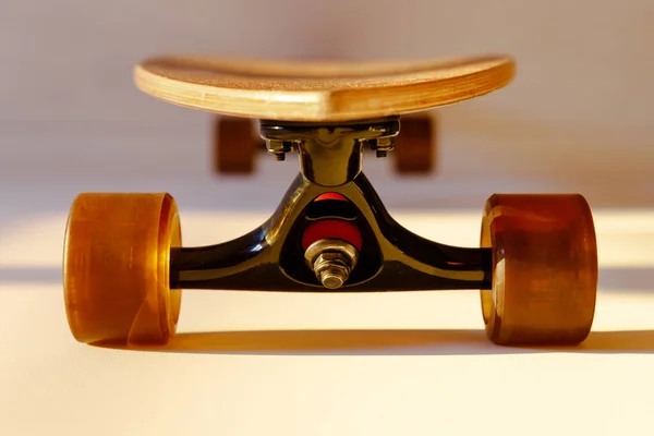 Longboard Kerék Felfüggesztő Elemek Közelsége Puha Fókusz Előnézet — Stock Fotó