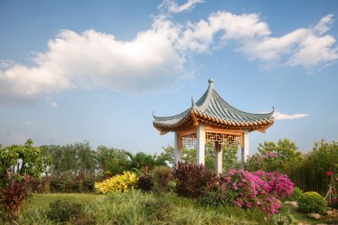 Çin eski köşk manzara