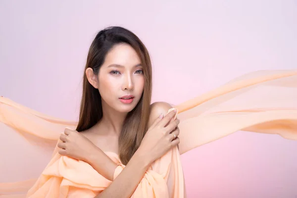 Retrato Moda 20S Asian Woman Tem Bela Atualização Maquiagem Batom — Fotografia de Stock