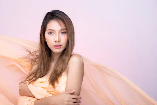 Retrato Moda 20S Asian Woman Tem Bela Atualização Maquiagem Batom — Fotografia de Stock