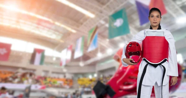 Genç Kız Spor Sutyenini Giyip Dünya Kupası Spor Turnuvası Katılmaya — Stok fotoğraf