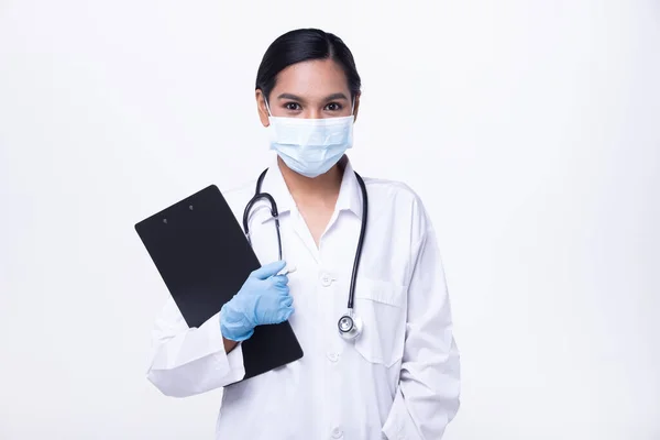 Metade Corpo Figura Snap 20S Asiático Mulher Desgaste Doutor Branco — Fotografia de Stock