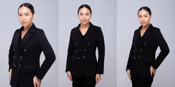 Retrato Medio Cuerpo Chaqueta Traje Formal Mujer Asiática Años Pelo —  Fotos de Stock