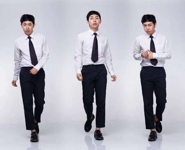 Retrato Cuerpo Entero Hombre Negocios Asiático Años Camisa Blanca Pelo —  Fotos de Stock
