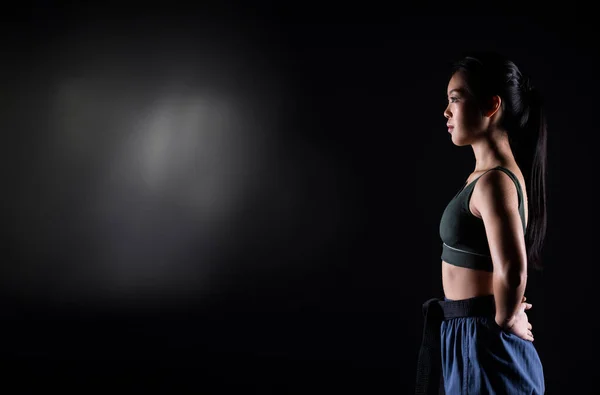 Maestro Cinturón Negro Taekwondo Karate Chica Que Atleta Joven Adolescente — Foto de Stock