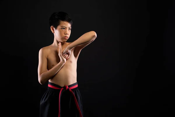 Master Red Black Belt Taekwondo Karate Boy Who Athlete Young — Stock Photo, Image