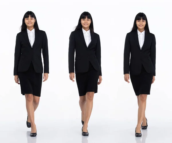 Trois Collage Pleine Longueur 20S Bureau Asiatique Entreprise Femme Noir — Photo
