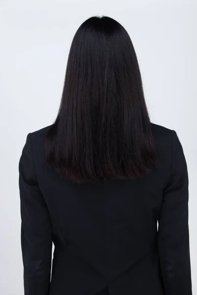Half Body Portrait Asian Woman Black Straight Hair Wear Office — Fotografia de Stock