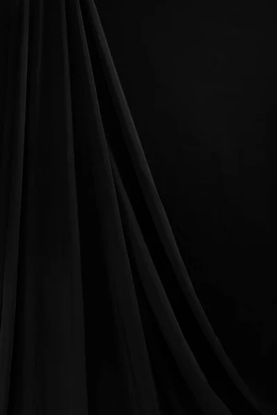 Zwarte Gordijn Gordijn Golf Met Studio Verlichting Behang Achtergrond Textuur — Stockfoto