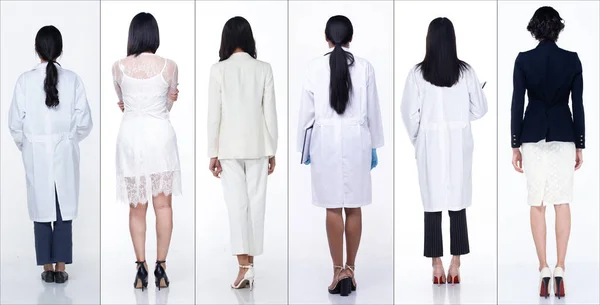 일상적 실무적 과같은 직업을 아시아 여성들의 몸길이 백미러 백그라운드 고립된 — 스톡 사진