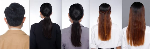 Half Body Portrait 20S 30S Asian Woman Man Hair Wear — Stock Photo, Image