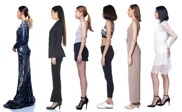 Full Body Length Figure Diversity 20S 30S Asian Women Many — Stock Photo, Image