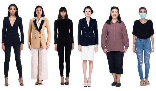 Comprimento Total Corpo Figura Diversidade 20S 30S Asian Women Muitas — Fotografia de Stock