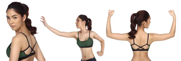 Gebräunte Haut Asiatinnen Tragen Fitness Sport Yoga Hosen Porträt Halbkörper — Stockfoto