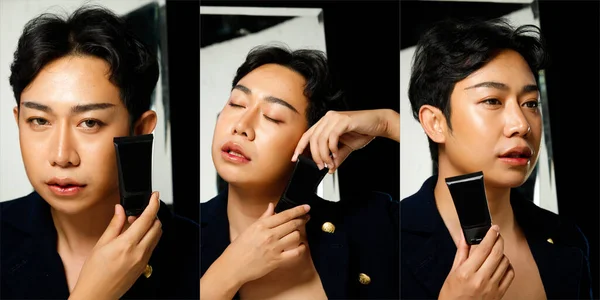 Metade Corpo Retrato 20S Asiático Lgbtqia Gay Homem Preto Cabelo — Fotografia de Stock
