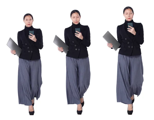 Collage Full Length Figure Walking 40S 50S Asian Lgbtqia Woman — Stock Photo, Image