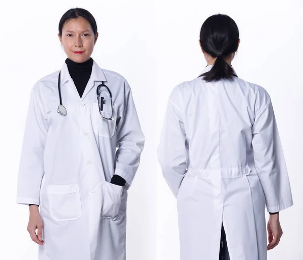 Kolaż Grupa Pół Ciała Figura 40S Azji Lgbtqia Lekarz Kobieta — Zdjęcie stockowe