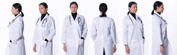 Grupo Colagem Metade Corpo Figura Dos Anos Asiático Lgbtqia Doutor — Fotografia de Stock