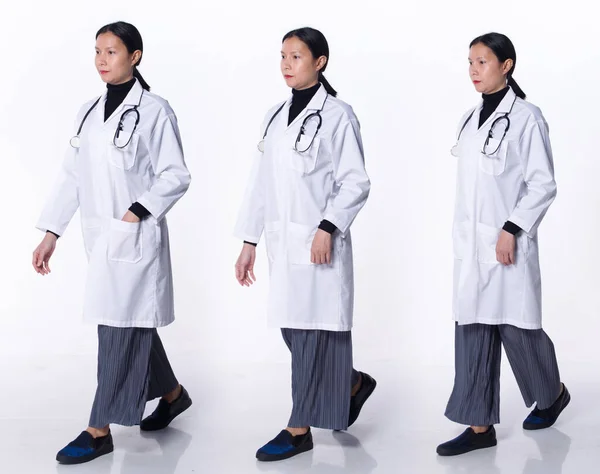 Collage Full Length 40S 50S Asian Lgbtqia Doctor Woman Wear — Stock Photo, Image