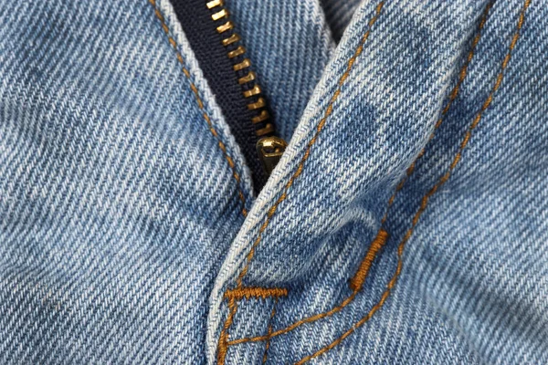 Jean Stof Textuur Achtergrond Een Deel Van Korte Blauwe Jeans — Stockfoto