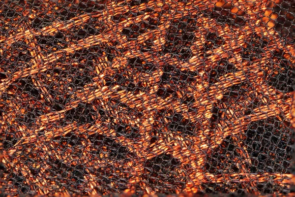 Glitter Copper Fiber Fabric Mesh Net High Details Macro Stacking — 스톡 사진