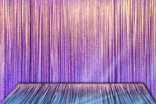 Silver Curtain Screen Drape Κύμα Και Δέσμη Φωτισμού Γύρω Για — Φωτογραφία Αρχείου