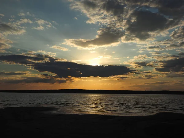 Summer Sunset Kama River Beautiful Clouds Russia Ural Perm Territory — Stock Photo, Image