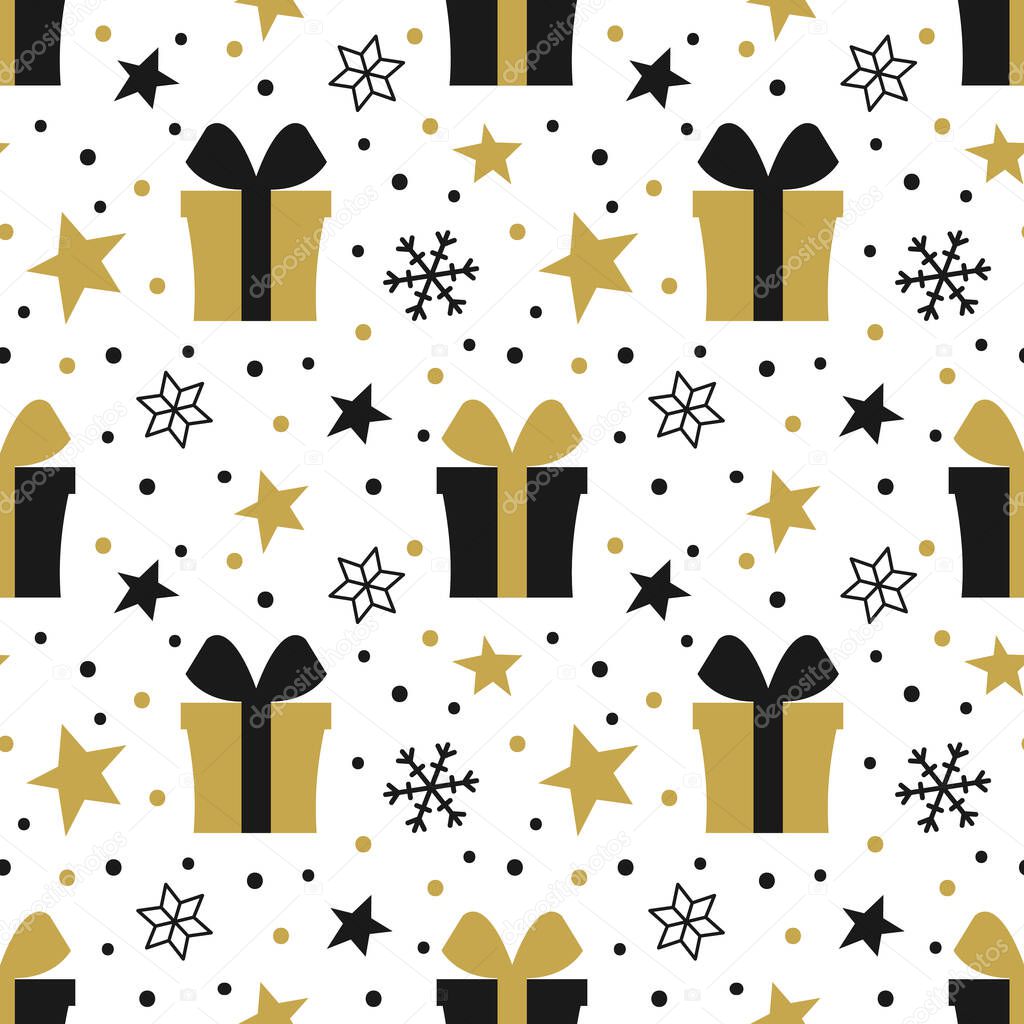 Seamless pattern of gifts. Vector illustration.