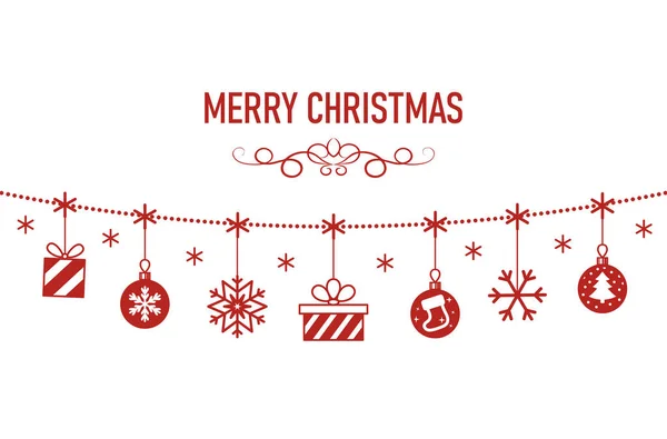 Noel ve Yeni Yıl dekorasyonları beyaz bir arkaplanda asılı. Metin için yeri olan şenlikli vektör arkaplanı.