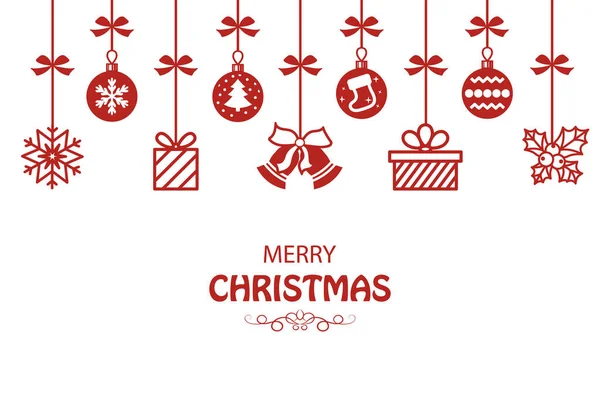 Noel ve Yeni Yıl dekorasyonları beyaz bir arkaplanda asılı. Metin için yeri olan şenlikli vektör arkaplanı.