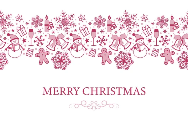 Çizgi resim simgelerinin kenarlı Noel kartı. Tatil arkaplanı. 