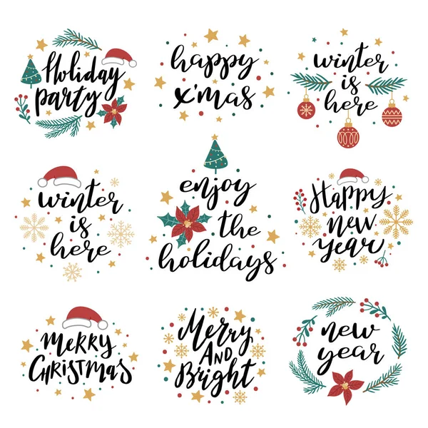 Dekoratif tasarım unsurları içeren bir dizi Noel harfi.