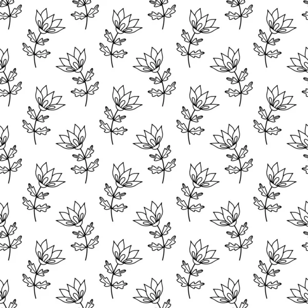 Çiçekler kusursuz desenli. Doodle biçimi Vektör illüstrasyonu.