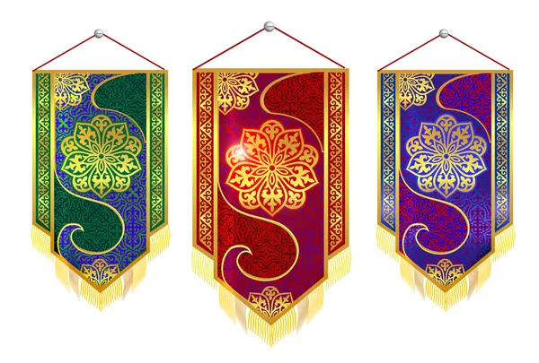 Pattern, Kazakh ornament to National souvenirs, pennant, the picture on the wall panels, wall panels, painting, decoration, textiles, flag, souvenir flag, carpet, fabric — Stock Illustration Pattern, Kazakh ornament to National souvenirs, pennant, the picture on the wall panels, wall panels, painting, decoration, textiles, flag, souvenir flag, carpet, fabric Royalty Free Stock Illustrations