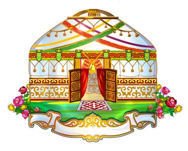 Ger, yurt, house, wedding yurt Kyrgyz yurt, өg, tundyuk, shanyrak clipart